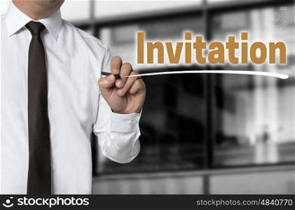 invitation is written by businessman background concept. invitation is written by businessman background concept.