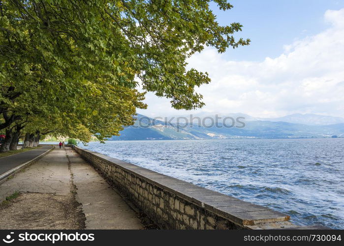 Ioannina lake Pamvotis summer time , Epirus Greece.. Ioannina lake Pamvotis summer time , Epirus Greece