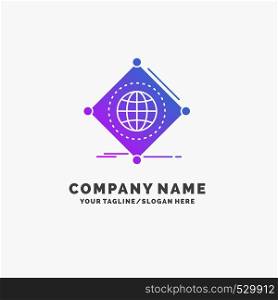 IOT, internet, things, of, global Purple Business Logo Template. Place for Tagline.. Vector EPS10 Abstract Template background