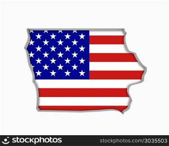 Iowa IA USA Flag Stars Stripes Map 3d Illustration