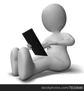 Ipad Or Tablet Pc Being Used By 3d Character. Ipad Or Tablet Pc Used By 3d Character
