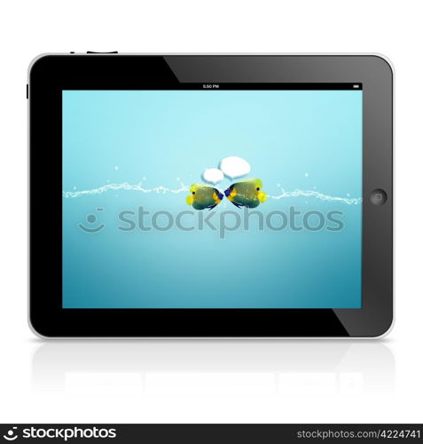 ipad tablet computer isolated on black background