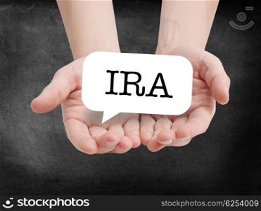 IRA written on a speechbubble