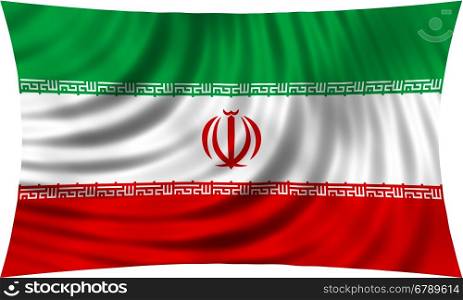 Iranian national official flag. Islamic Republic of Iran patriotic symbol, banner, element, background. Correct colors. Flag of Iran waving, isolated on white, 3d illustration
