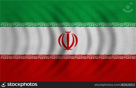 Iranian national official flag. Islamic Republic of Iran patriotic symbol, banner, element, background. Correct colors. Flag of Iran wavy with real detailed fabric texture, accurate size, illustration