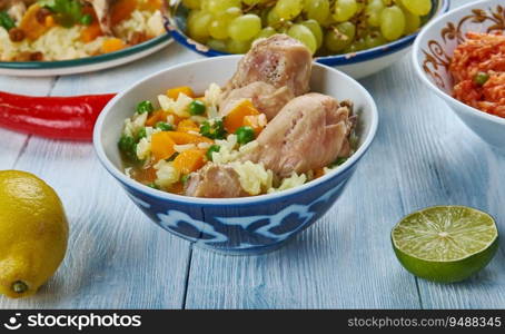 Iraq Carrot Ricei, Asia Traditional assorted dishes, Top view.