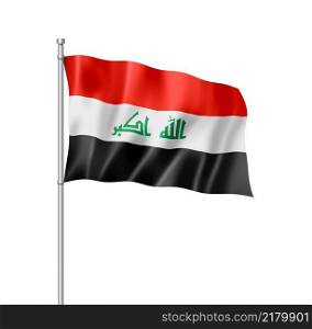 Iraq flag, three dimensional render, isolated on white. Iraqi flag isolated on white