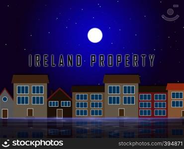 Ireland Real Estate Property Houses Illustrating Home Purchase Or Renting. Eire Realty For Homeowners And Investors - 3d Illustration