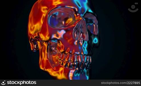 Iridescent human skull, computer generated. 3d rendering of abstract colorful backdrop Iridescent human skull, computer generated. 3d rendering of abstract colorful backdrop. Iridescent human skull