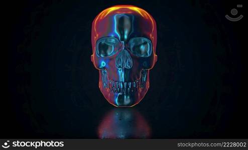 Iridescent human skull, computer generated. 3d rendering of abstract colorful backdrop Iridescent human skull, computer generated. 3d rendering of abstract colorful backdrop. Iridescent human skull, computer generated. 3d rendering of abstract colorful background