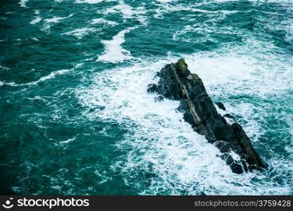 Irish atlantic coast. Breaking wave in the sea, Ireland Europe