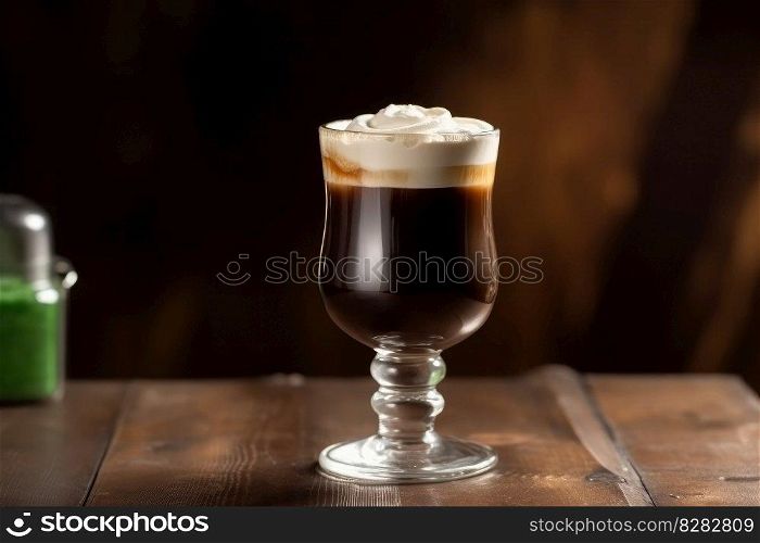 Irish coffee beverage. Cup drink mug. Generate Ai. Irish coffee beverage. Generate Ai