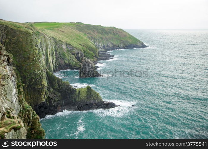 Irish landscape. Coastline atlantic ocean rocky coast scenery. County Cork, Ireland Europe