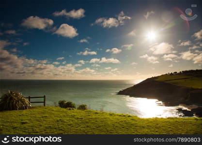 Irish landscape. Coastline atlantic ocean rocky coast scenery. County Cork, Ireland Europe. Beauty in nature.