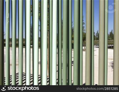 iron bars background in green