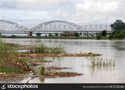 Iron bridges on the river near Inwa, Mandalay, Myanmar
