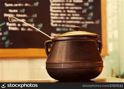 Iron Cauldron in a Traditional Tapas Restautant
