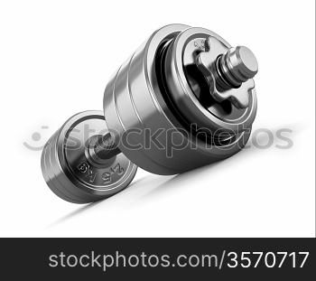 Iron dumbbell weight on white background. 3d
