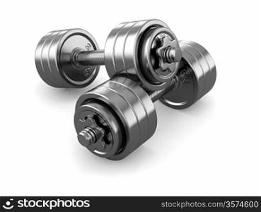 Iron dumbbells weight on white background. 3d