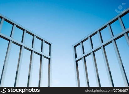 iron gate open to the sky, concept of freedom