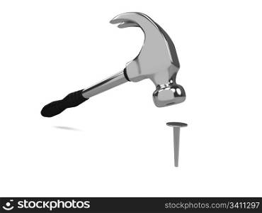 Iron hammer over white background. 3d rendered image