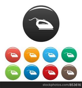 Iron icons set 9 color vector isolated on white for any design. Iron icons set color