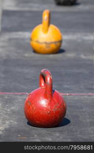 Iron kettlebelsl for weight training