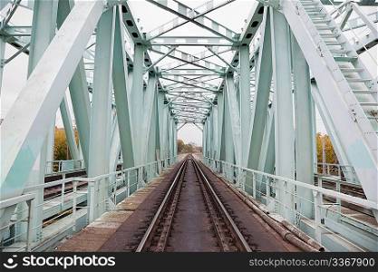 iron railway bridge rails. perspective view