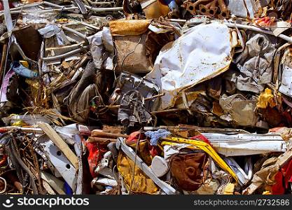 iron scrap metal compacted to recycle green process ecology industry