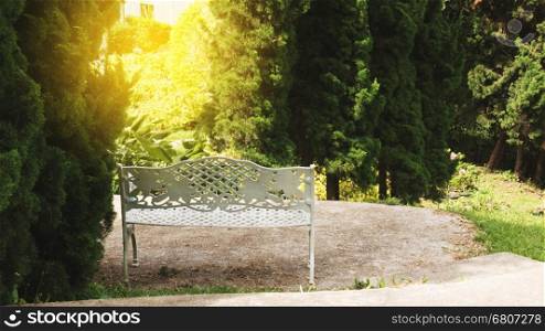 iron seat bench for relaxing in garden park