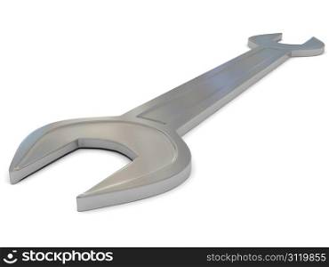 Iron spanner over white. 3d rendered image