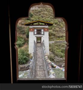 Iron Suspension Bridge in Tamchhog Lhakhang, Bhutan