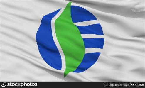 Ise City Flag, Country Japan, Mie Prefecture, Closeup View. Ise City Flag, Japan, Mie Prefecture, Closeup View