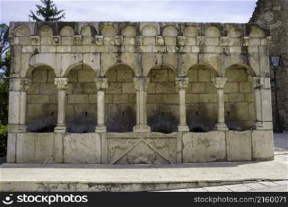 Isernia, historic city in the Molise region, Italy. Roman fountain
