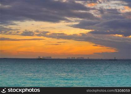 Isla Mujeres island Caribbean beach sunset of Riviera Maya in Mexico