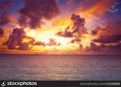 Isla Mujeres island Caribbean beach sunset of Riviera Maya in Mexico