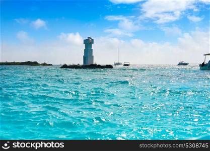 Isla Mujeres lighthouse El Farito a snorkel point in Riviera Maya of Mexico