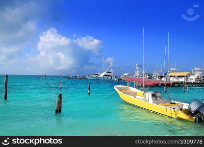 Isla Mujeres Mexico boats turquoise Caribbean sea Quintana Roo
