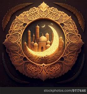 Islamic greeting cards for Ramadan and Muslim holidays. Generative AI