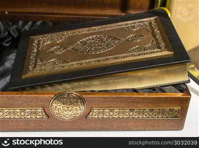 Islamic Holy Book Quran with decorative cover. Holy Book Quran with decorative cover and box