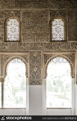 Islamic ornaments on wall. Windows