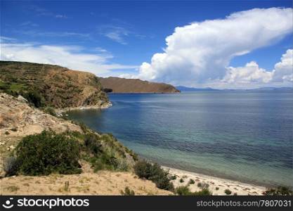 Island Isla del Sol on the lake Titicaca in Bolivia