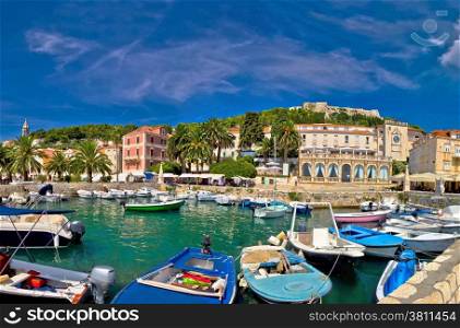 Island of Hvar waterfront view in Dalmatia, Croatia
