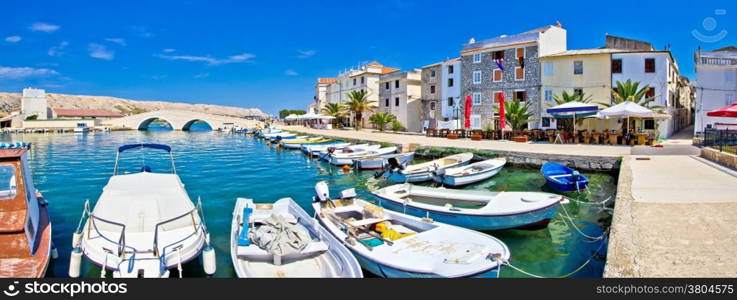 Island of Pag waterfront panorama, Dalmatian coast, Croatia