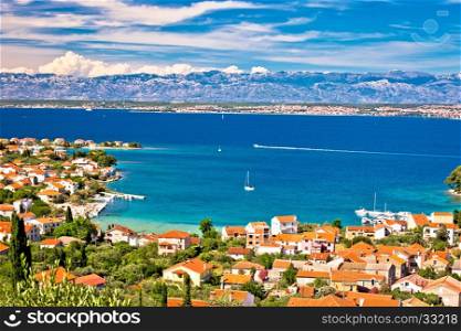 Island of Ugljan beach and coast aerial view, Dalmatia, Croatia