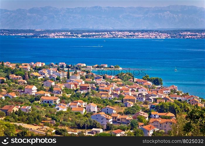 Island of Ugljan coast, Zadar and Velebit mountain panorama, Dalmatia, Croatia