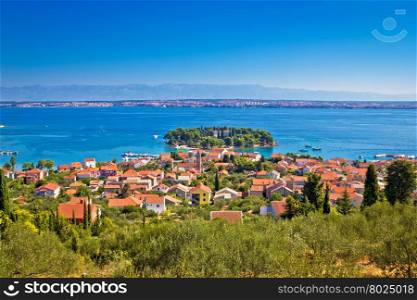 Island of Ugljan picturesque coast with Zadar and Velebit mountain, Dalmatia, Croatia