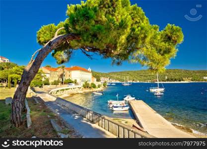 Island of Vis seafront walkway view, Dalmatia, Croatia