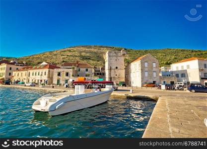 Island of Vis summer harbor and architecture view, Dalmatia, Croatia