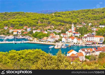 Island of Zlarin waterfront view, Sibenik coral archipelago of Dalmatia, Croatia